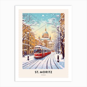 Vintage Winter Travel Poster St Petersburg Russia 1 Art Print