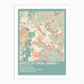 Apollo 16 Lunar Landing Site Vintage Moon Map Art Print