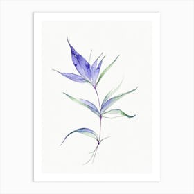 Spiderwort Leaf Minimalist Watercolour 3 Art Print