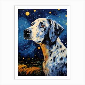 Dalmatian Starry Night Dog Portrait Art Print