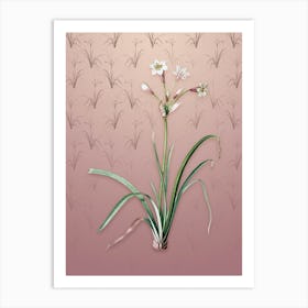 Vintage Crytanthus Vittatus Botanical on Dusty Pink Pattern n.1643 Art Print