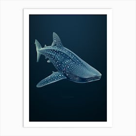  Whale Shark Drawing On A Dark Blue Background 1 Art Print