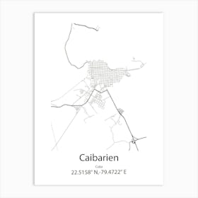 Caibarien,Cuba Minimalist Map Art Print