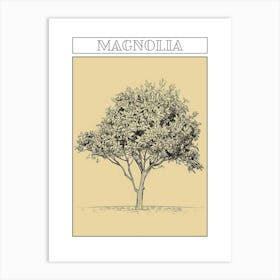 Magnolia Tree Minimalistic Drawing 2 Poster Art Print