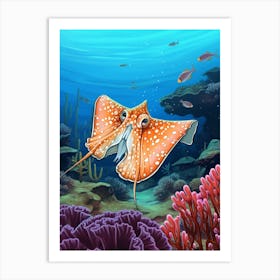 Blanket Octopus Detailed Illustration 4 Art Print