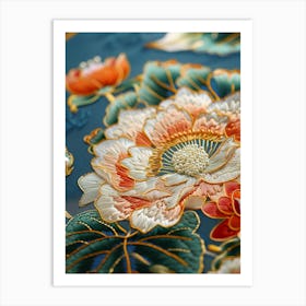 Lotus Flower Embroidery 4 Art Print