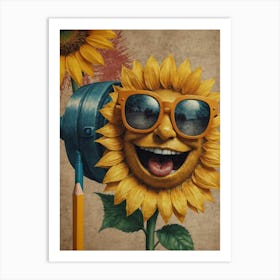 Sunflower With Sunglasses 1 Art Print