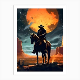 Cowboy In The Desert Art Print