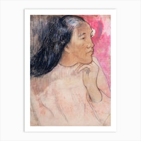 A Tahitian Woman With A Flower In Her Hair, Paul Gauguin Art Print