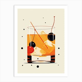 Mid Century Modern Old Fashioned Floral Infusion Cocktail 4 Art Print