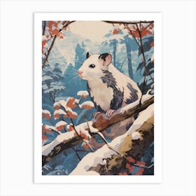 Winter Opossum 2 Illustration Art Print