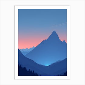 Misty Mountains Vertical Composition In Blue Tone 216 Art Print