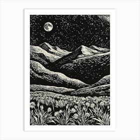 Moonlight Over The Mountains 1 Art Print