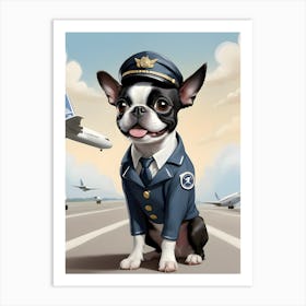 Boston Terrier Pilot-Reimagined 21 Art Print