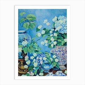 Hydrangea Floral Print Bright Painting Flower Art Print
