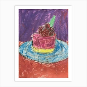 Blackberry Jelly Rasperry Dessert Scribble Illustration Art Print