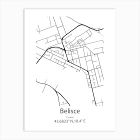 Belisce,Croatia Minimalist Map Art Print