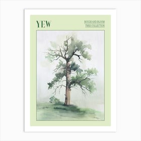 Yew Tree Atmospheric Watercolour Painting 4 Poster Art Print