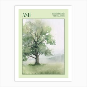 Ash Tree Atmospheric Watercolour Painting 3 Poster Art Print