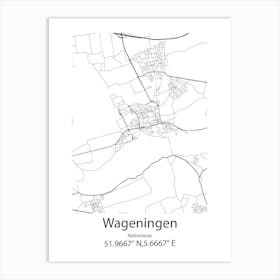 Wageningen,Netherlands Minimalist Map Art Print