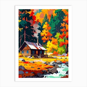 Autumn Cabin Painting Art Print