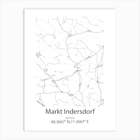 Markt Indersdorf,Germany Minimalist Map Art Print