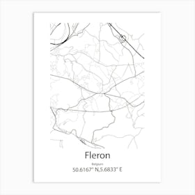 Fleron,Belgium Minimalist Map Art Print