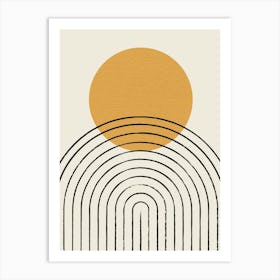 Sun Arch Arch Lines Full Gold - Minimal Abstract Mid-century Modern Art Print