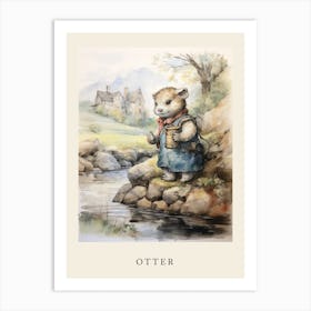 Beatrix Potter Inspired  Animal Watercolour Otter 3 Art Print