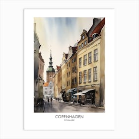 Copenhagen 2 Watercolour Travel Poster Art Print