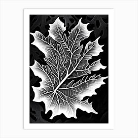 Oak Leaf Linocut 2 Art Print