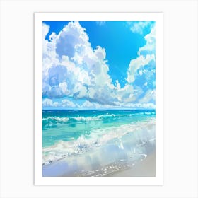 Beach With Clouds Art Print