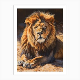 Barbary Lion Resting Acrylic Painting 1 Art Print