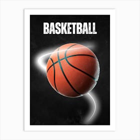 Basketball On A Black Background Art Print