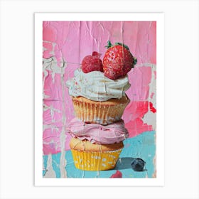 Kitsch Retro Cupcake Collage 4 Art Print