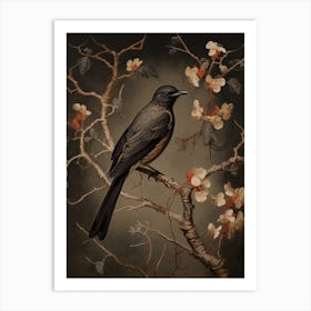 Dark And Moody Botanical Robin 6 Art Print