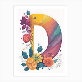 Colorful Letter D Illustration 15 Art Print