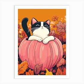 Cat In A Pumpkin Art Print