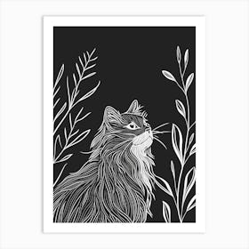 Siberian Cat Minimalist Illustration 3 Art Print