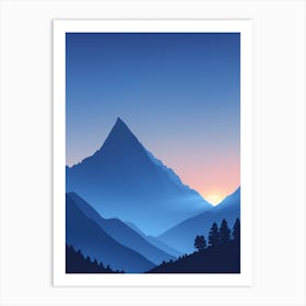 Misty Mountains Vertical Composition In Blue Tone 47 Art Print