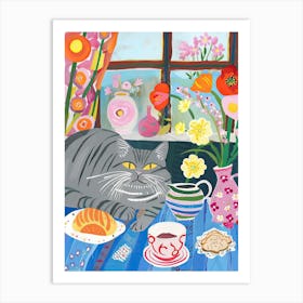 Tea Time With A British Shorthair Cat 2 Art Print