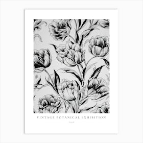 Tulip 2 B&W Vintage Botanical Poster Art Print