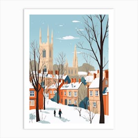 Retro Winter Illustration Canterbury United Kingdom 3 Art Print