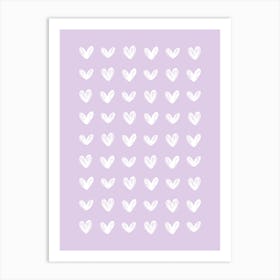 Scribble Hearts - Lilac Art Print