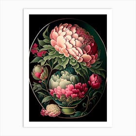 Vase Of Peonies Vintage Botanical Art Print