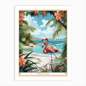 Greater Flamingo Caribbean Islands Tropical Illustration 8 Poster Art Print