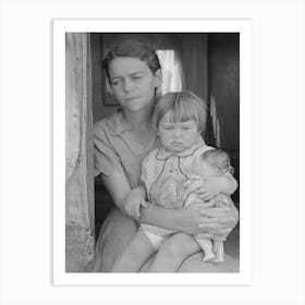 White Migrant Mother With Daughter In Door Of Trailer Home Near Weslaco, Texas By Russell Lee Art Print