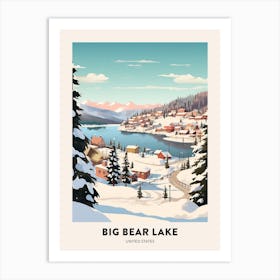 Vintage Winter Travel Poster Big Bear Lake California 4 Art Print