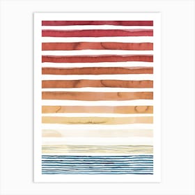 Watercolor Stripes Summer Sunset Art Print