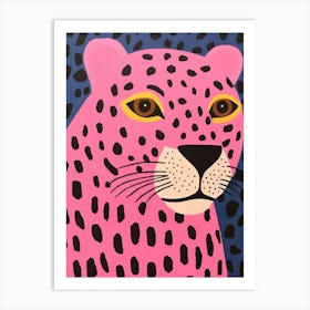 Pink Polka Dot Jaguar 1 Art Print